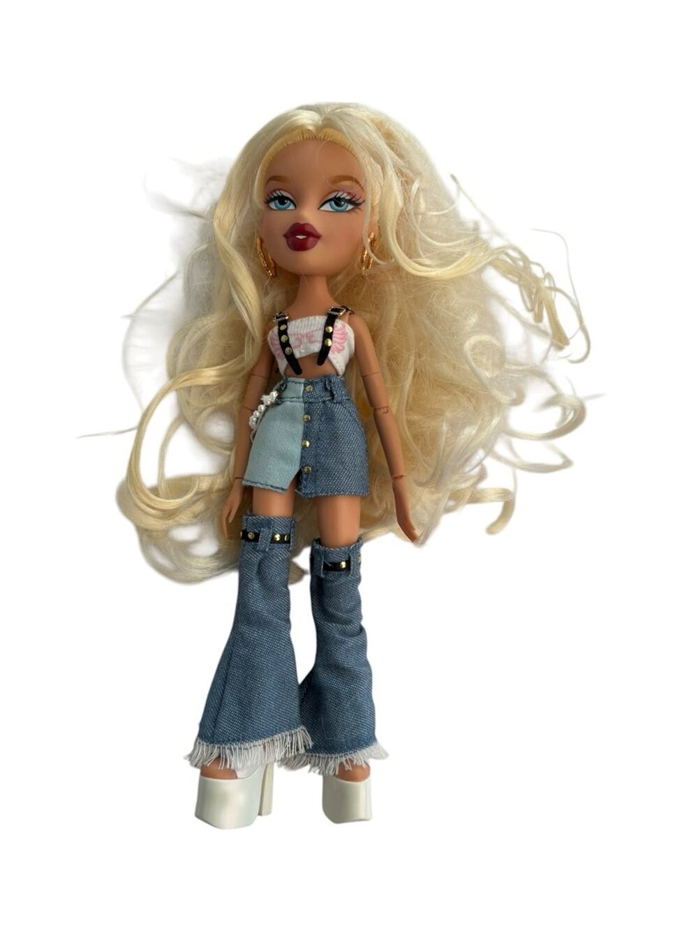 Bratz Cloe alwayz Blonde Fashion Doll in Denim Overalls and Platform Heels